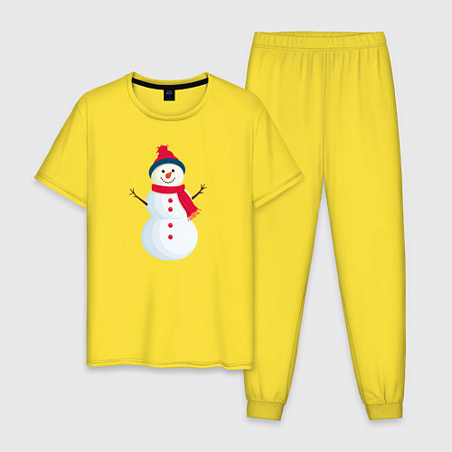 Мужская пижама Веселый снеговик в шапке / Желтый – фото 1