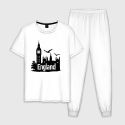Пижама хлопковая мужская Англия: величие Биг-Бена, цвет: белый