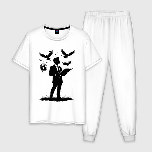 Мужская пижама Учитель с символами / Белый – фото 1