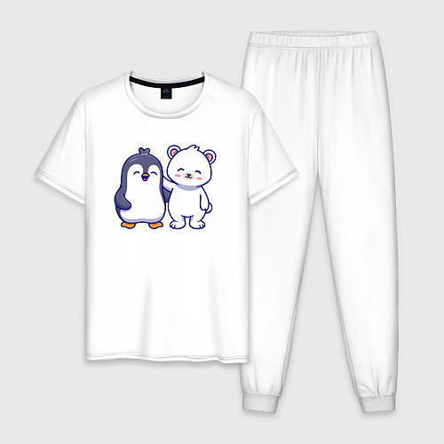 Мужская пижама Пингвин и белый медведь / Белый – фото 1