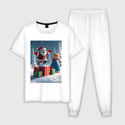 Мужская пижама Дед Морозио и Принцесса Снегурочка: c подарками в