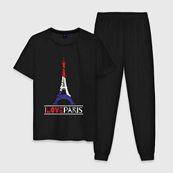 Пижама хлопковая мужская Love Paris, цвет: черный
