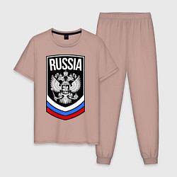 Пижама хлопковая мужская Russia, цвет: пыльно-розовый