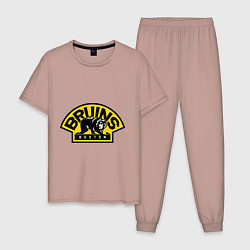 Пижама хлопковая мужская HC Boston Bruins Label, цвет: пыльно-розовый