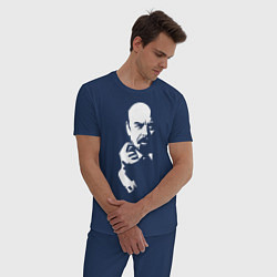 Пижама хлопковая мужская Ленин: фигу вам, цвет: тёмно-синий — фото 2