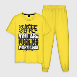 Пижама хлопковая мужская Suicide Silence: You are Fucking цвета желтый — фото 1