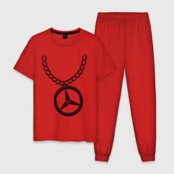 Пижама хлопковая мужская Мерседес медальон цвета красный — фото 1