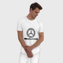 Пижама хлопковая мужская AMG, цвет: белый — фото 2