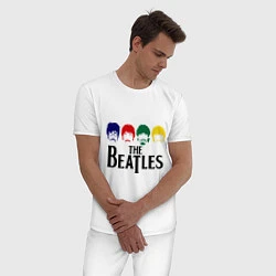 Пижама хлопковая мужская The Beatles Heads, цвет: белый — фото 2