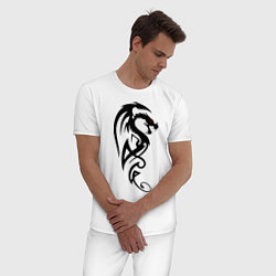 Пижама хлопковая мужская Дракон стильный трайбл, цвет: белый — фото 2