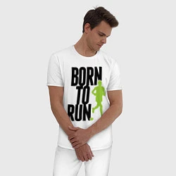 Пижама хлопковая мужская Рожден для бега, цвет: белый — фото 2