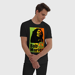 Пижама хлопковая мужская Bob Marley: Jamaica, цвет: черный — фото 2