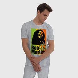 Пижама хлопковая мужская Bob Marley: Jamaica, цвет: меланж — фото 2