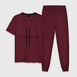Пижама хлопковая мужская Lineage logo, цвет: меланж-бордовый