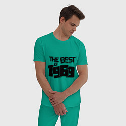 Пижама хлопковая мужская The best of 1969, цвет: зеленый — фото 2