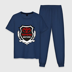 Пижама хлопковая мужская Тойота моторс герб, цвет: тёмно-синий