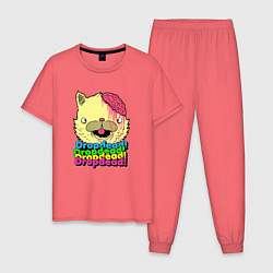 Пижама хлопковая мужская Dropdead Kitty, цвет: коралловый