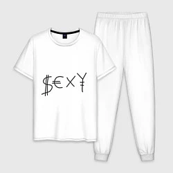 Пижама хлопковая мужская Sexy Money, цвет: белый