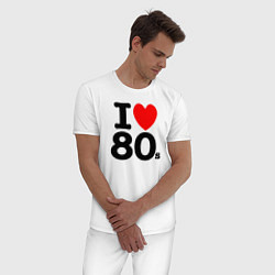 Пижама хлопковая мужская I Love 80s, цвет: белый — фото 2