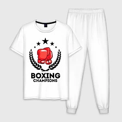 Пижама хлопковая мужская Boxing Champions, цвет: белый