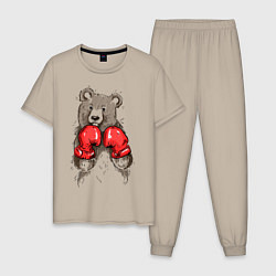 Пижама хлопковая мужская Bear Boxing, цвет: миндальный