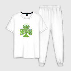 Пижама хлопковая мужская Celtic сlover, цвет: белый