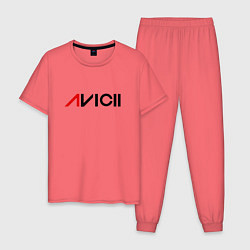 Пижама хлопковая мужская Avicii цвета коралловый — фото 1