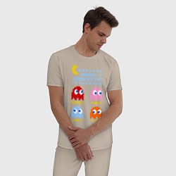 Пижама хлопковая мужская Pac-Man: Usual Suspects, цвет: миндальный — фото 2