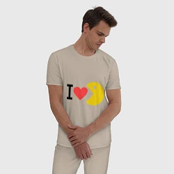 Пижама хлопковая мужская I love Packman, цвет: миндальный — фото 2