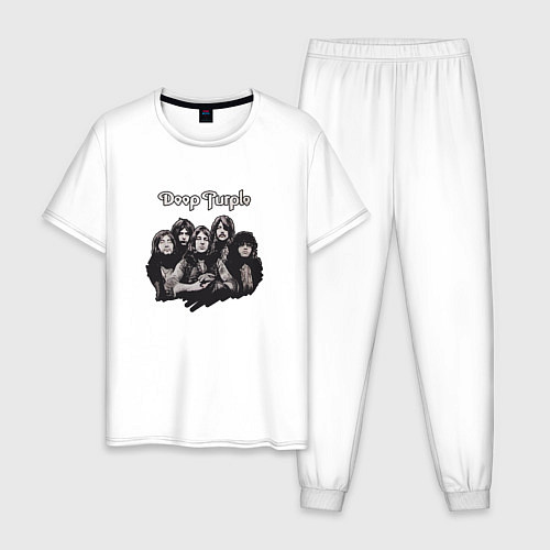 Мужская пижама Deep Purple: Rock Group / Белый – фото 1