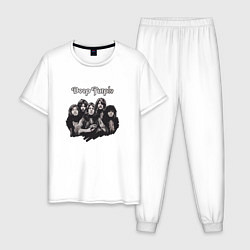 Пижама хлопковая мужская Deep Purple: Rock Group, цвет: белый