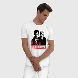 Пижама хлопковая мужская True Detective, цвет: белый — фото 2