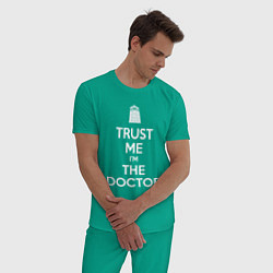 Пижама хлопковая мужская Trust me Im the doctor, цвет: зеленый — фото 2