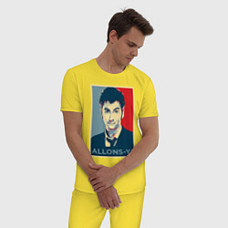 Пижама хлопковая мужская Allons-y Poster, цвет: желтый — фото 2