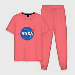 Пижама хлопковая мужская NASA: Logo, цвет: коралловый