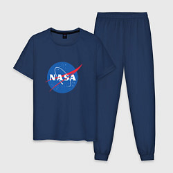 Пижама хлопковая мужская NASA: Logo, цвет: тёмно-синий