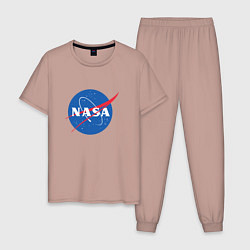 Пижама хлопковая мужская NASA: Logo, цвет: пыльно-розовый