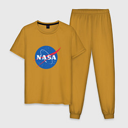 Пижама хлопковая мужская NASA: Logo, цвет: горчичный