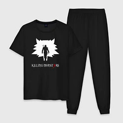 Пижама хлопковая мужская Killing monsters, цвет: черный