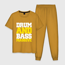 Пижама хлопковая мужская DRUM AND BASS MASSIVE, цвет: горчичный