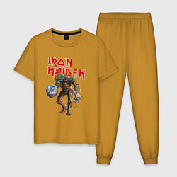 Пижама хлопковая мужская Iron Maiden: Zombie, цвет: горчичный