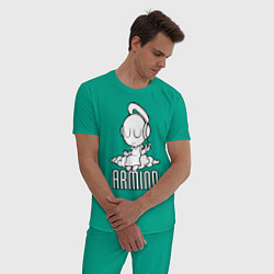 Пижама хлопковая мужская Armind, цвет: зеленый — фото 2