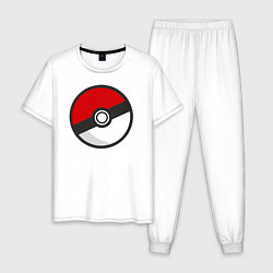 Пижама хлопковая мужская Pokeball, цвет: белый