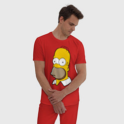 Пижама хлопковая мужская Sad Homer, цвет: красный — фото 2