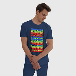 Пижама хлопковая мужская DropDead надписи, цвет: тёмно-синий — фото 2
