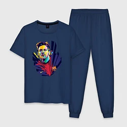 Пижама хлопковая мужская Messi Art, цвет: тёмно-синий