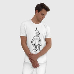 Пижама хлопковая мужская White Bender, цвет: белый — фото 2