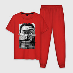 Пижама хлопковая мужская Абстракция Дали, цвет: красный