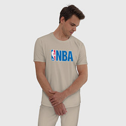 Пижама хлопковая мужская NBA, цвет: миндальный — фото 2