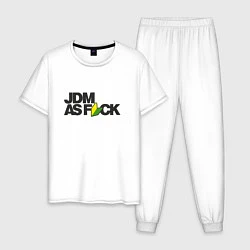 Пижама хлопковая мужская JDM AS F*CK, цвет: белый